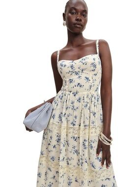 Reformation Dina Orlaya Georgette And Lace Sundress size 12